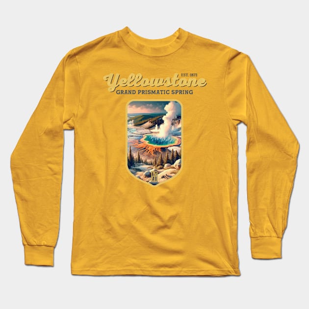 USA - NATIONAL PARK - YELLOWSTONE Grand Prismatic Spring - 4 Long Sleeve T-Shirt by ArtProjectShop